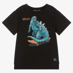 Rock Your Baby Boys Black Cotton Godzilla T-Shirt