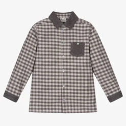 Sarah Louise Boys Grey Check Cotton Shirt