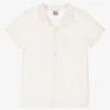 Sarah Louise Ivory & Beige Check Linen Shirt