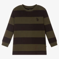 U.S. Polo Assn. Boys Green & Blue Striped Top