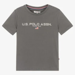 U.S. Polo Assn. Boys Grey Cotton Logo T-Shirt