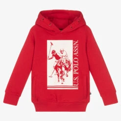 U.S. Polo Assn. Boys Red Cotton Logo Hoodie