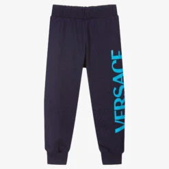 Versace Blue Cotton Logo Joggers