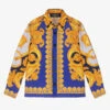 Versace Boys Blue & Gold Barocco Shirt