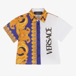 Versace Boys Blue & White Barocco 660 Shirt