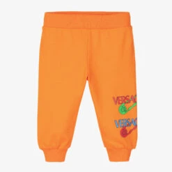 Versace Boys Orange Logo Joggers