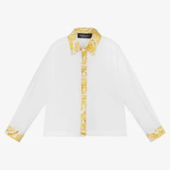 Versace Boys White & Gold Barocco Cotton Shirt