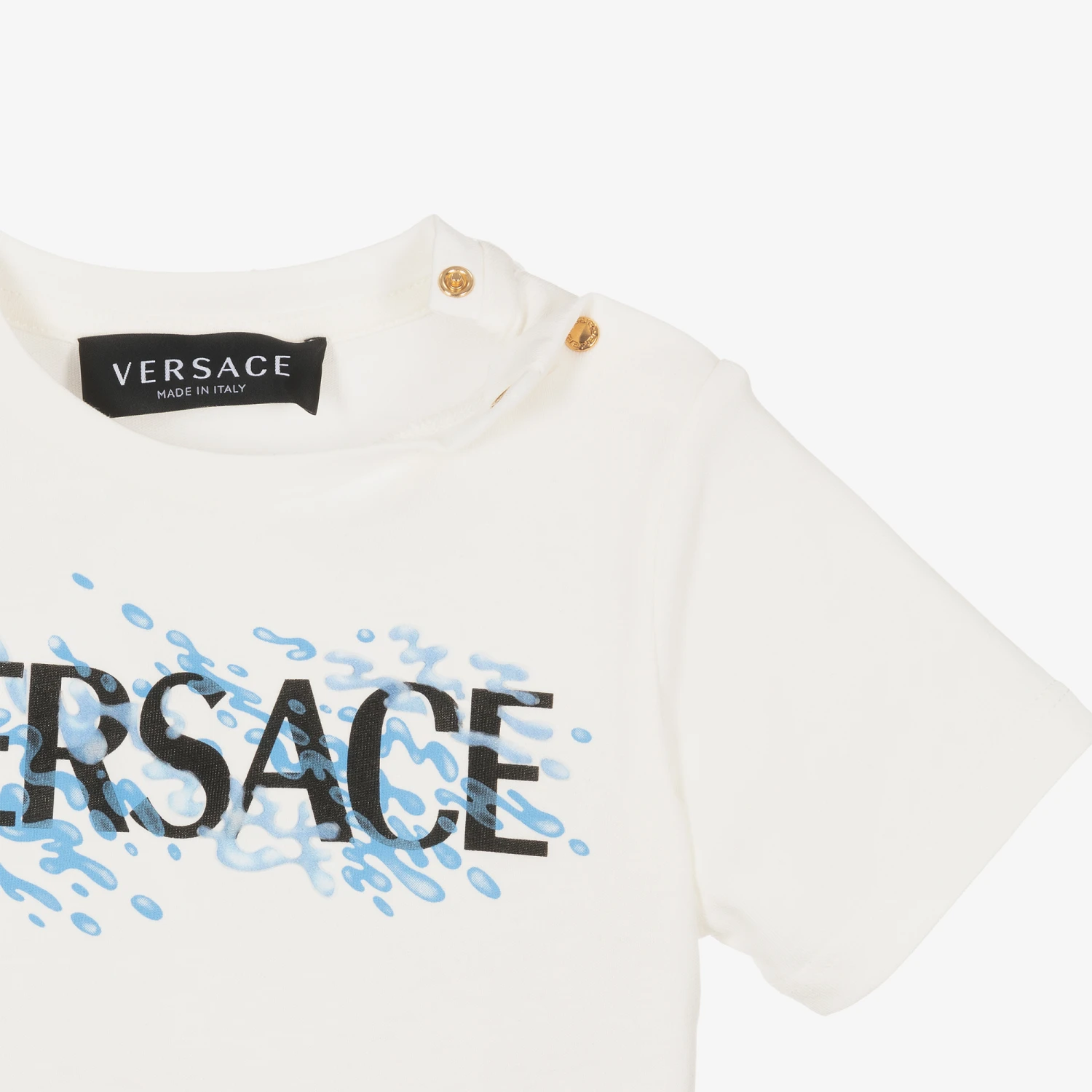 Versace Boys White Splash Logo T-Shirt - Image 3