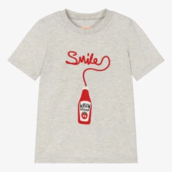 Wauw Capow By Bangbang Grey Organic Cotton Ketchup T-Shirt