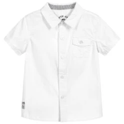 Week-end à La Mer Boys White Cotton Shirt